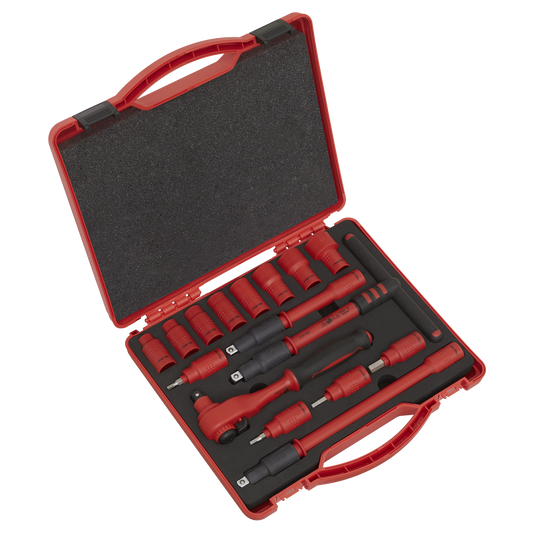 Sealey AK7940 Insulated Socket Set 16pc 3/8"Sq Drive 6pt WallDrive® VDE Approved