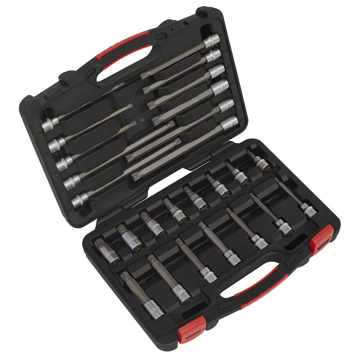 Sealey AK89002 Spline Socket Bit Set 26pc 3/8"Sq Drive - Premier Platinum