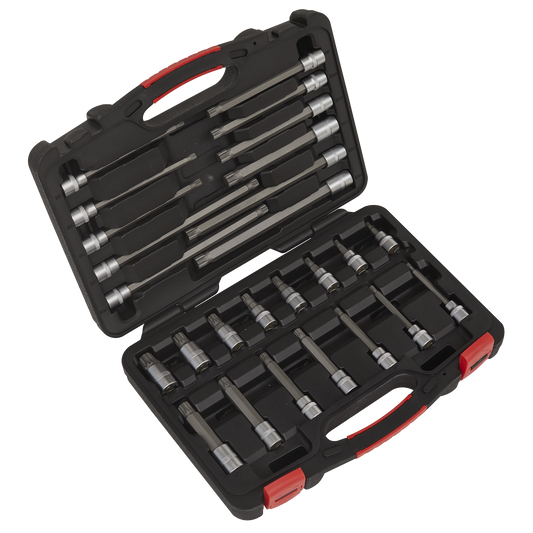 Sealey AK89002 Spline Socket Bit Set 26pc 3/8"Sq Drive - Premier Platinum