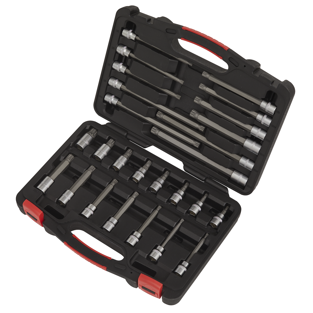 Sealey AK89002 Spline Socket Bit Set 26pc 3/8"Sq Drive - Premier Platinum