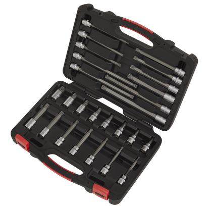 Sealey AK89002 Spline Socket Bit Set 26pc 3/8"Sq Drive - Premier Platinum