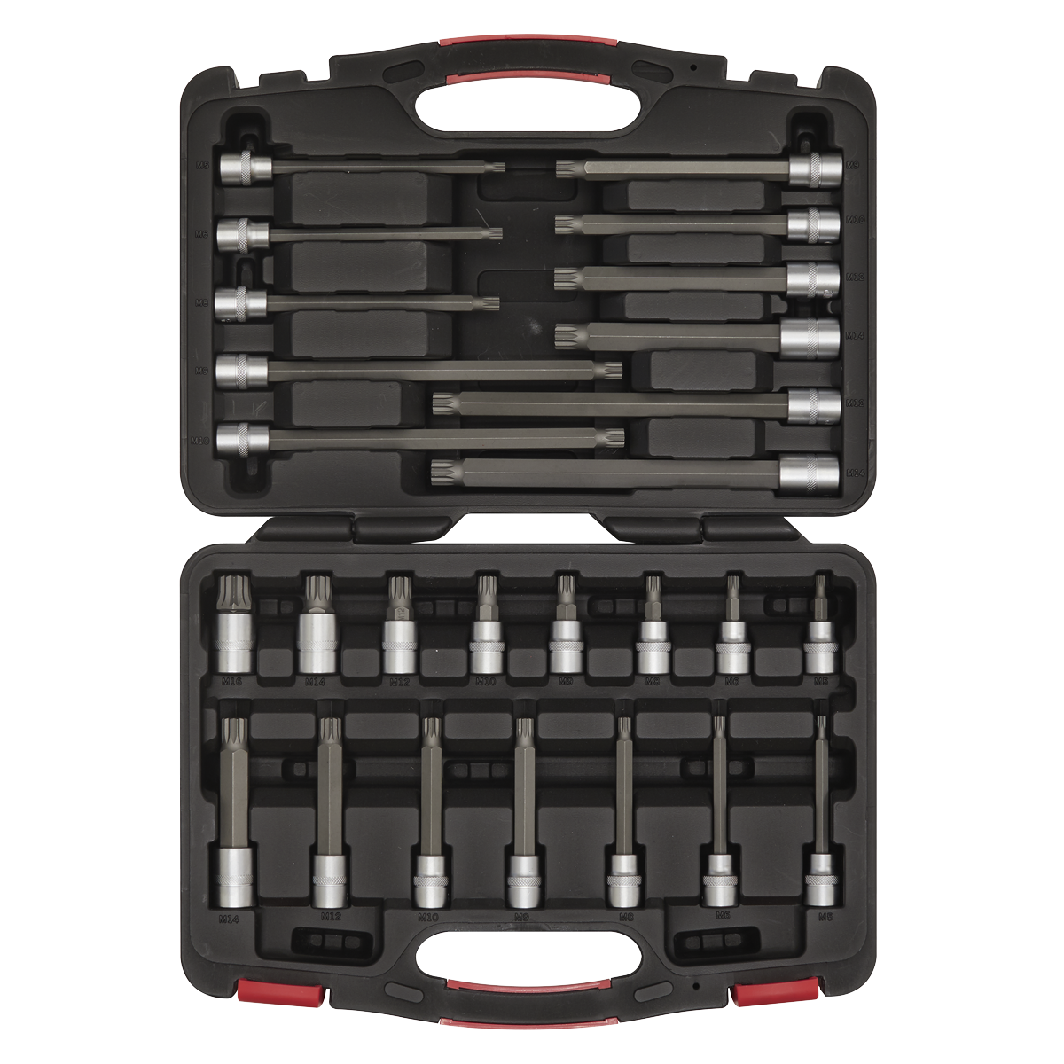 Sealey AK89002 Spline Socket Bit Set 26pc 3/8"Sq Drive - Premier Platinum