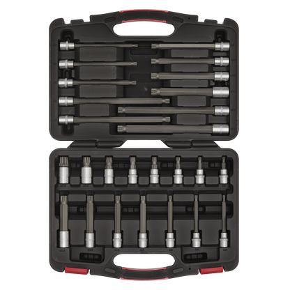 Sealey AK89002 Spline Socket Bit Set 26pc 3/8"Sq Drive - Premier Platinum