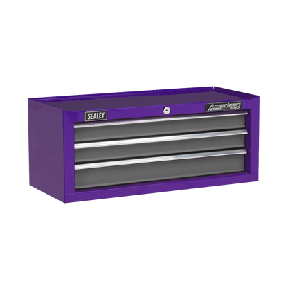 Sealey AP22309BBCP Mid-Box Tool Chest 3 Drawer with Ball-Bearing Slides - Purple/Grey