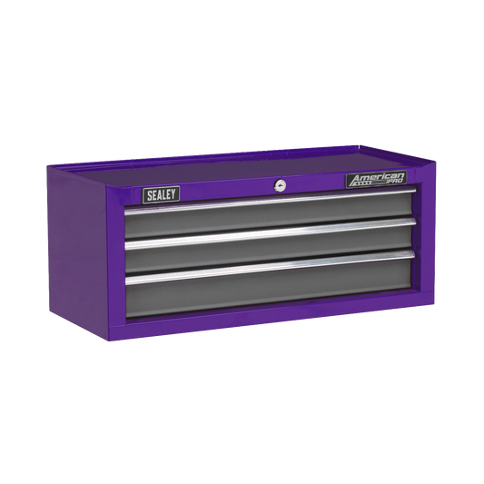 Sealey AP22309BBCP Mid-Box Tool Chest 3 Drawer with Ball-Bearing Slides - Purple/Grey