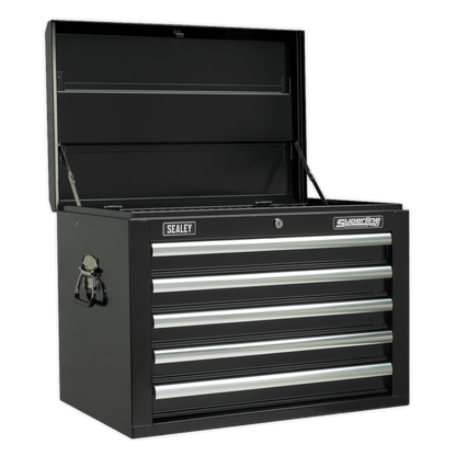 Sealey APSTACKTB Topchest Mid-Box Tool Chest & Rollcab Combination 14 Drawer with Ball-Bearing Slides - Black