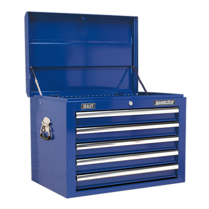 Sealey APSTACKTC Topchest Mid-Box Tool Chest & Rollcab Combination 14 Drawer with Ball-Bearing Slides - Blue