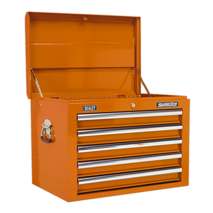 Sealey APSTACKTO Topchest Mid-Box Tool Chest & Rollcab Combination 14 Drawer with Ball-Bearing Slides - Orange