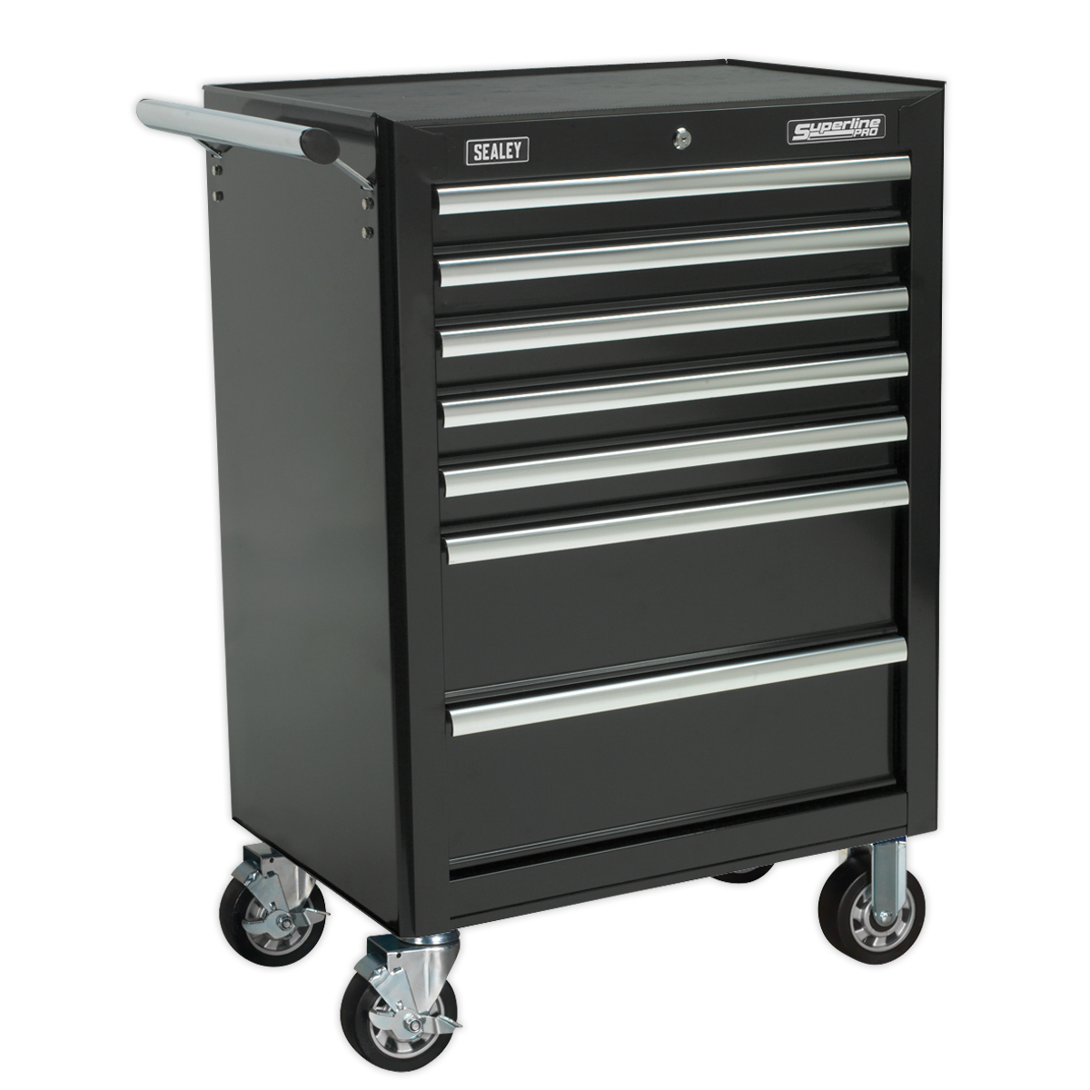 Sealey APSTACKTB Topchest Mid-Box Tool Chest & Rollcab Combination 14 Drawer with Ball-Bearing Slides - Black