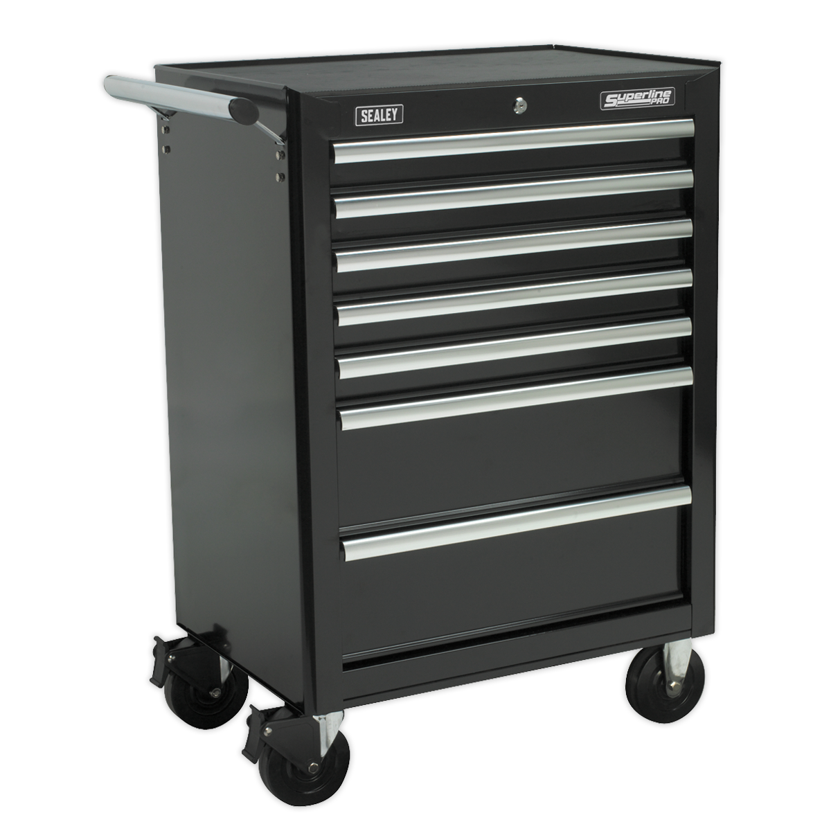 Sealey APSTACKTB Topchest Mid-Box Tool Chest & Rollcab Combination 14 Drawer with Ball-Bearing Slides - Black