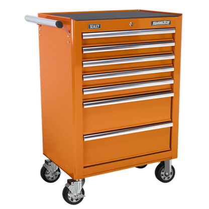 Sealey APSTACKTO Topchest Mid-Box Tool Chest & Rollcab Combination 14 Drawer with Ball-Bearing Slides - Orange