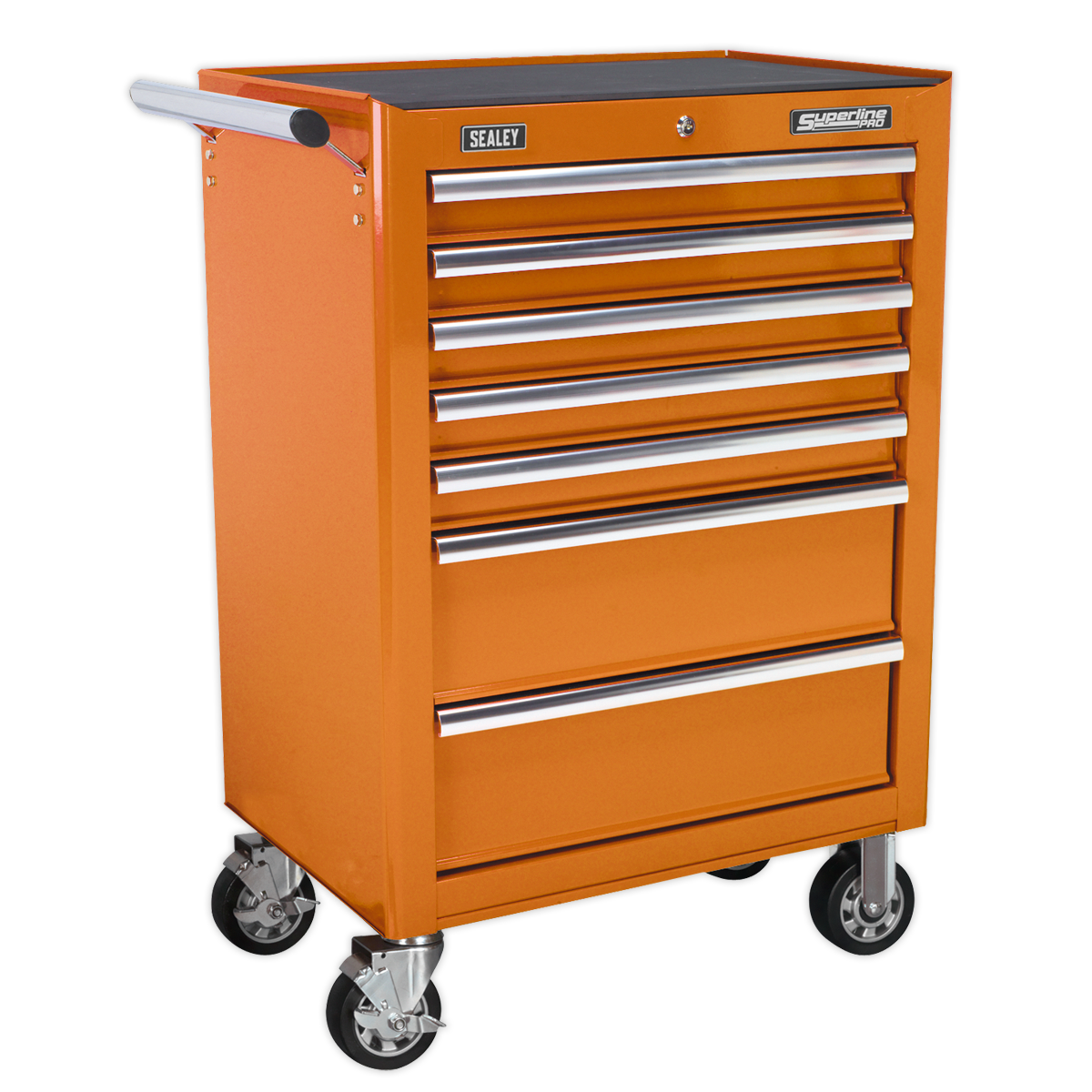 Sealey APSTACKTO Topchest Mid-Box Tool Chest & Rollcab Combination 14 Drawer with Ball-Bearing Slides - Orange