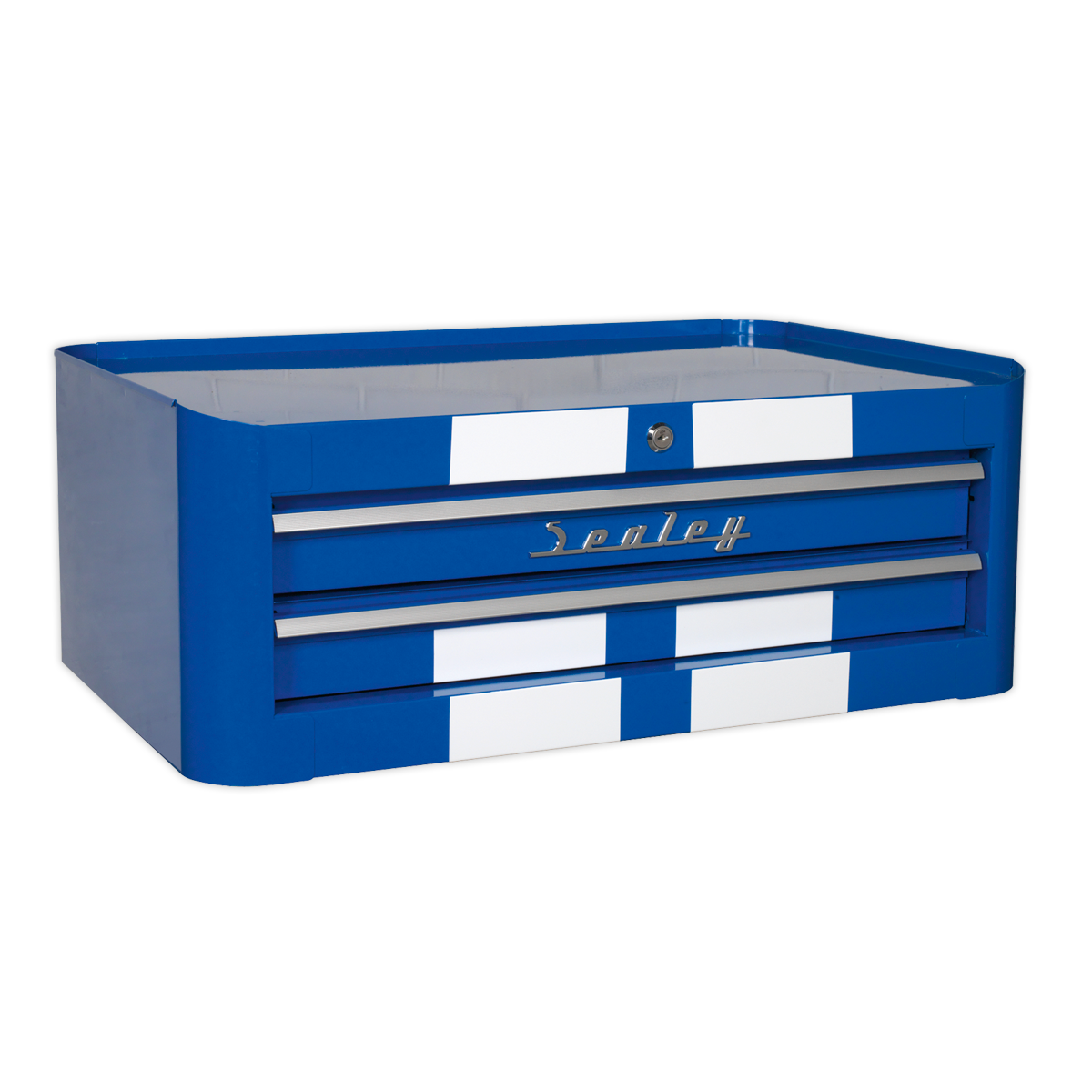 Sealey AP28COMBO2BWS Retro Style Topchest Mid-Box Tool Chest & Rollcab Combination 10 Drawer Blue/White Stripes