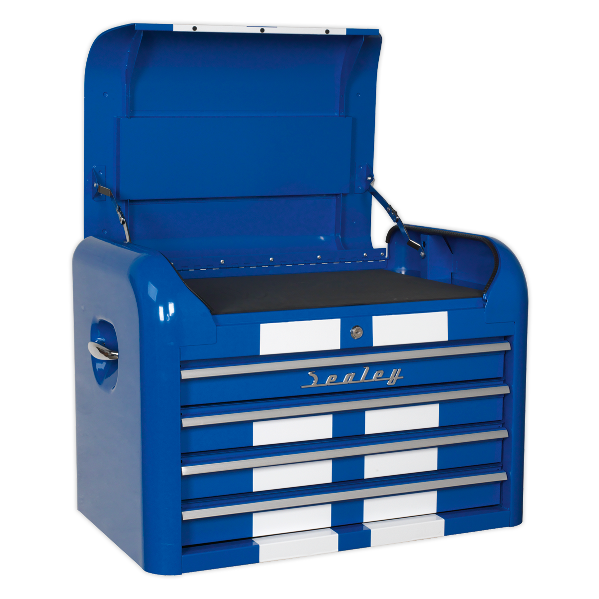 Sealey AP28COMBO2BWS Retro Style Topchest Mid-Box Tool Chest & Rollcab Combination 10 Drawer Blue/White Stripes