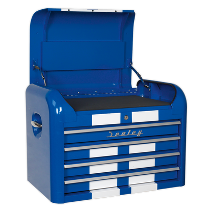 Sealey AP28COMBO2BWS Retro Style Topchest Mid-Box Tool Chest & Rollcab Combination 10 Drawer Blue/White Stripes