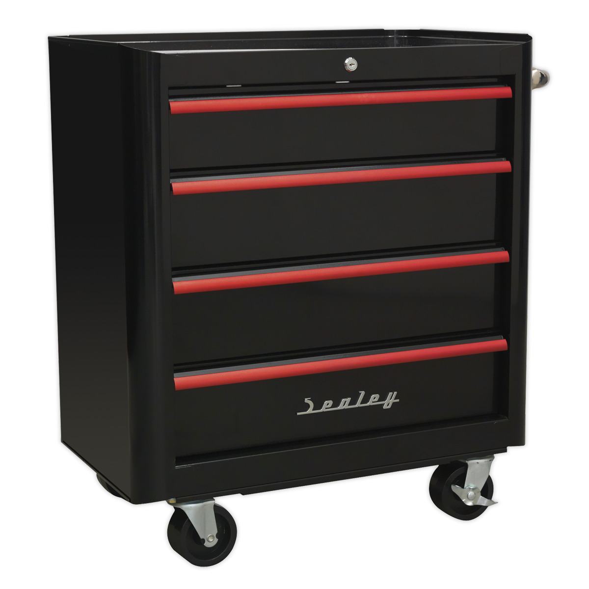 Sealey AP28COMBO2BR Retro Style Topchest Mid-Box Tool Chest & Rollcab Combination 10 Drawer - Black with Red Anodised Drawer Pulls