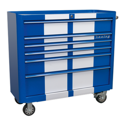 Sealey AP41COMBOBWS Retro Style Wide Topchest & Rollcab Combination 10 Drawer Blue/White Stripes