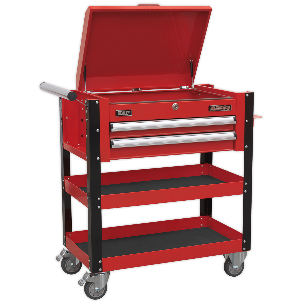 Sealey AP760M Heavy-Duty Mobile Tool & Parts Trolley 2 Drawers & Lockable Top - Red