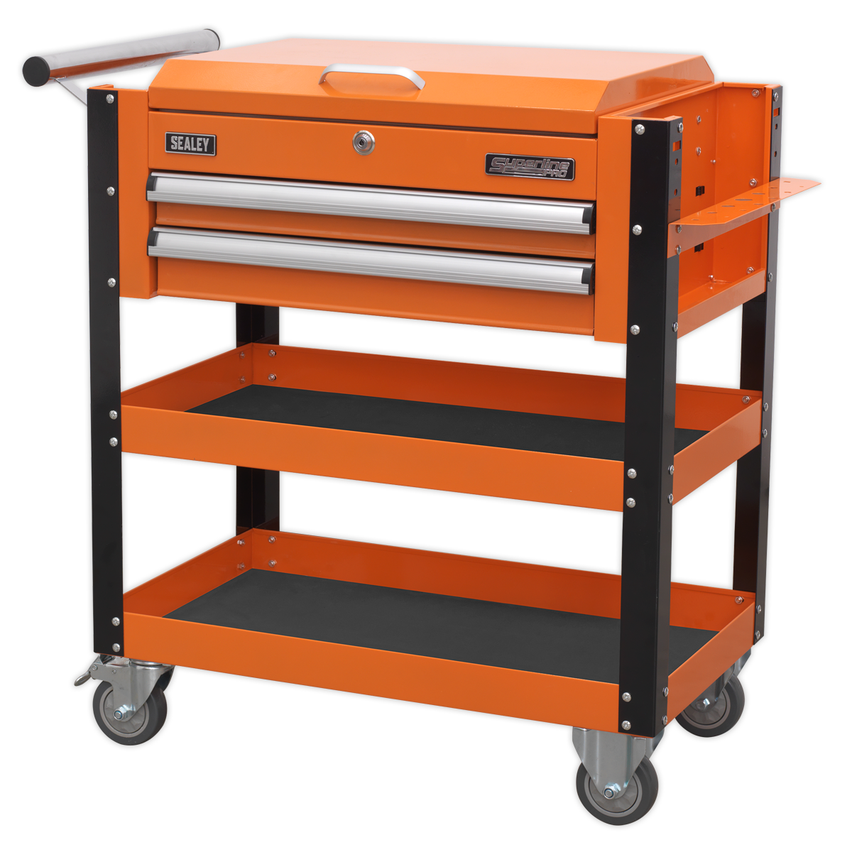 Sealey AP760MO Heavy-Duty Mobile Tool & Parts Trolley 2 Drawers & Lockable Top - Orange