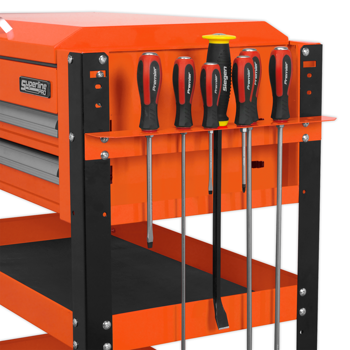 Sealey AP760MO Heavy-Duty Mobile Tool & Parts Trolley 2 Drawers & Lockable Top - Orange