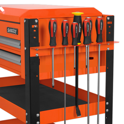 Sealey AP760MO Heavy-Duty Mobile Tool & Parts Trolley 2 Drawers & Lockable Top - Orange