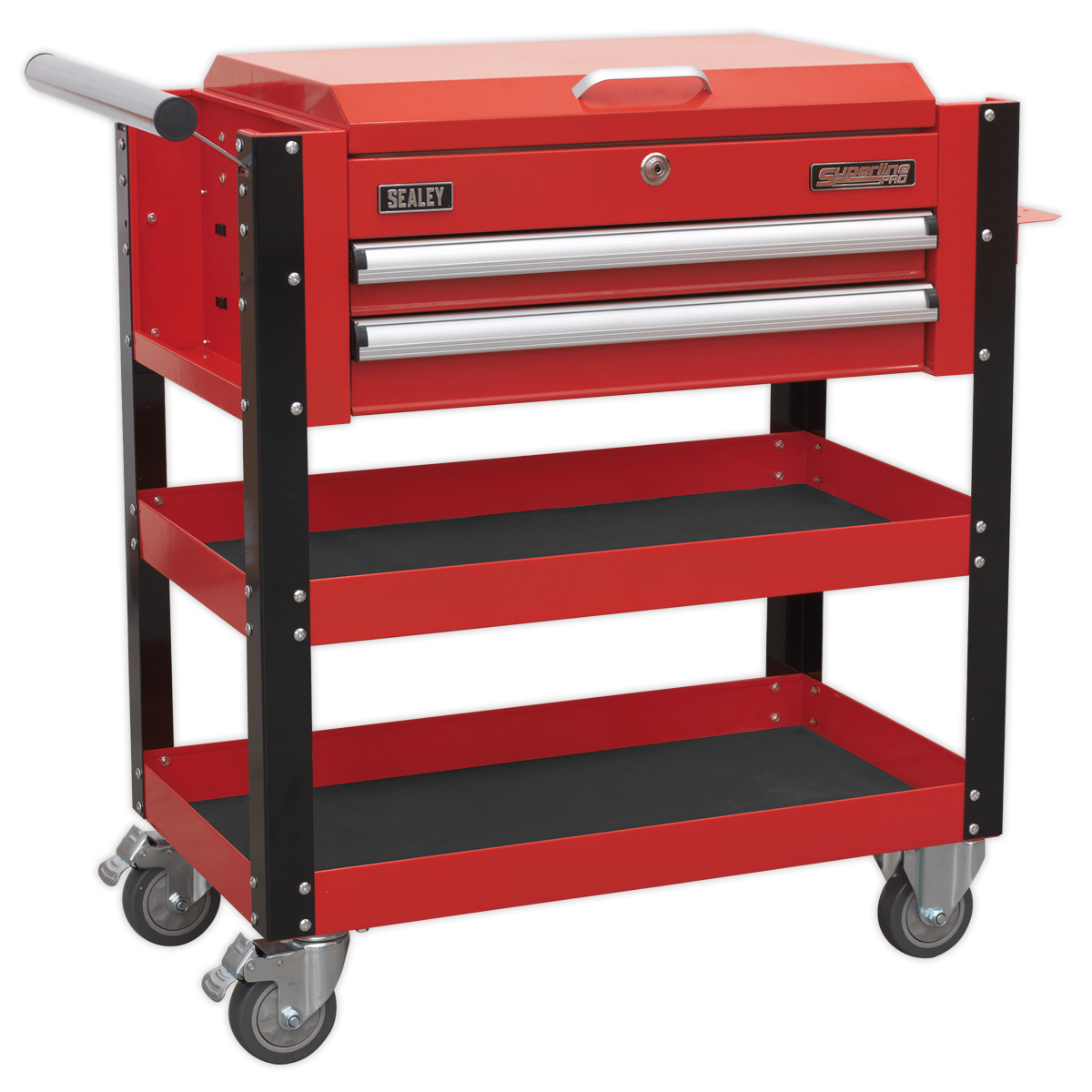 Sealey AP760M Heavy-Duty Mobile Tool & Parts Trolley 2 Drawers & Lockable Top - Red