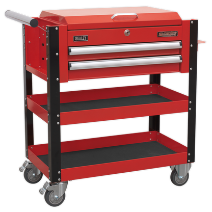 Sealey AP760M Heavy-Duty Mobile Tool & Parts Trolley 2 Drawers & Lockable Top - Red