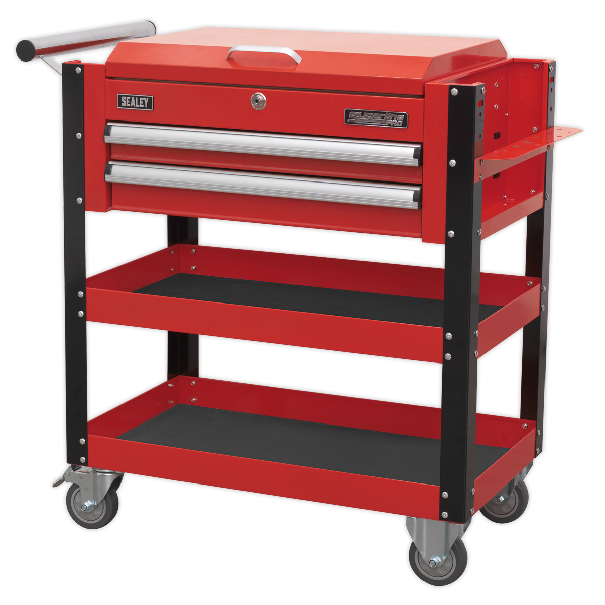 Sealey AP760M Heavy-Duty Mobile Tool & Parts Trolley 2 Drawers & Lockable Top - Red