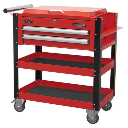 Sealey AP760M Heavy-Duty Mobile Tool & Parts Trolley 2 Drawers & Lockable Top - Red