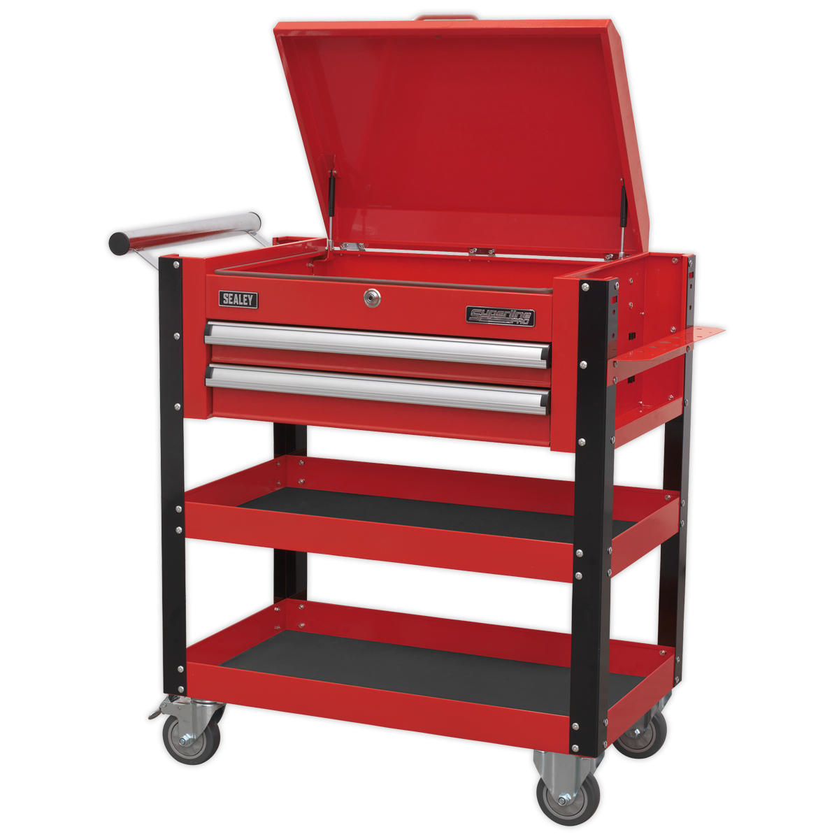 Sealey AP760M Heavy-Duty Mobile Tool & Parts Trolley 2 Drawers & Lockable Top - Red