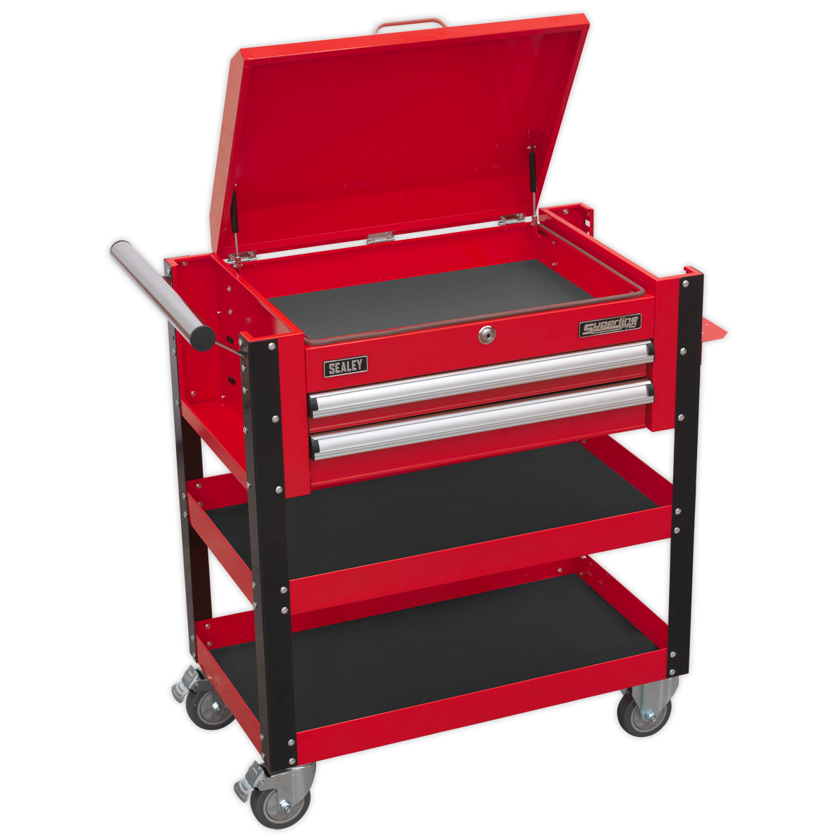 Sealey AP760M Heavy-Duty Mobile Tool & Parts Trolley 2 Drawers & Lockable Top - Red