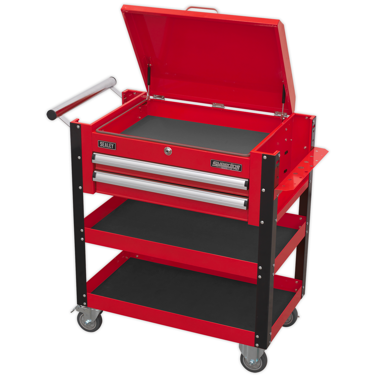 Sealey AP760M Heavy-Duty Mobile Tool & Parts Trolley 2 Drawers & Lockable Top - Red