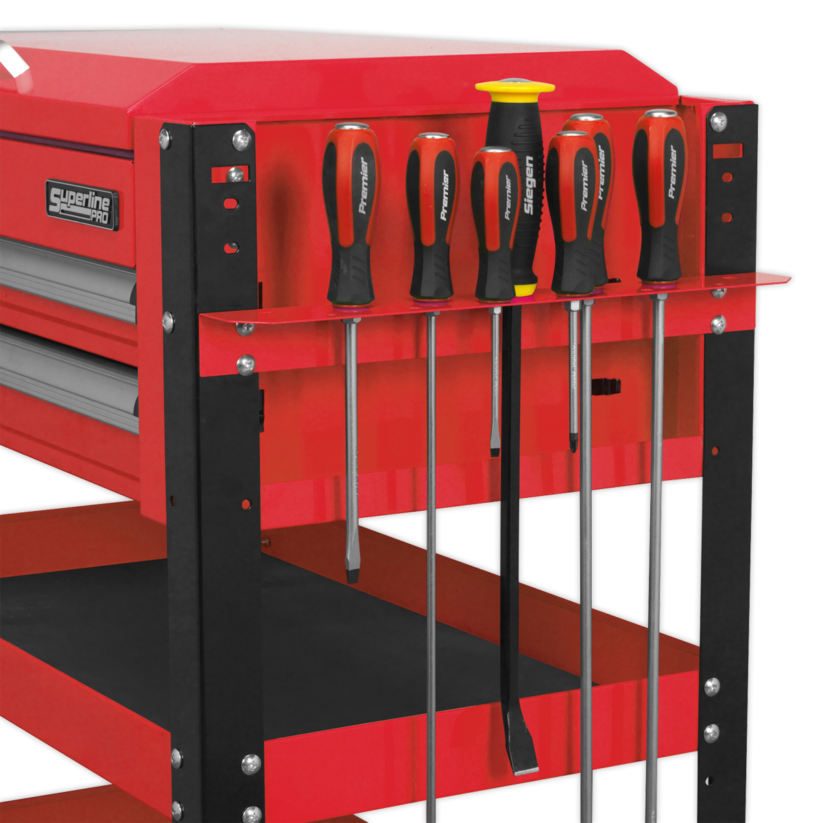 Sealey AP760M Heavy-Duty Mobile Tool & Parts Trolley 2 Drawers & Lockable Top - Red