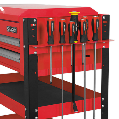 Sealey AP760M Heavy-Duty Mobile Tool & Parts Trolley 2 Drawers & Lockable Top - Red