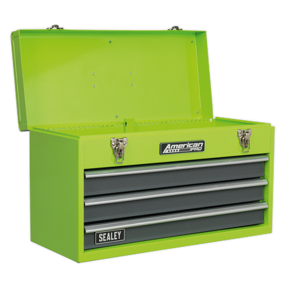 Sealey AP9243BBHV Tool Chest 3 Drawer Portable with Ball-Bearing Slides - Green/Grey