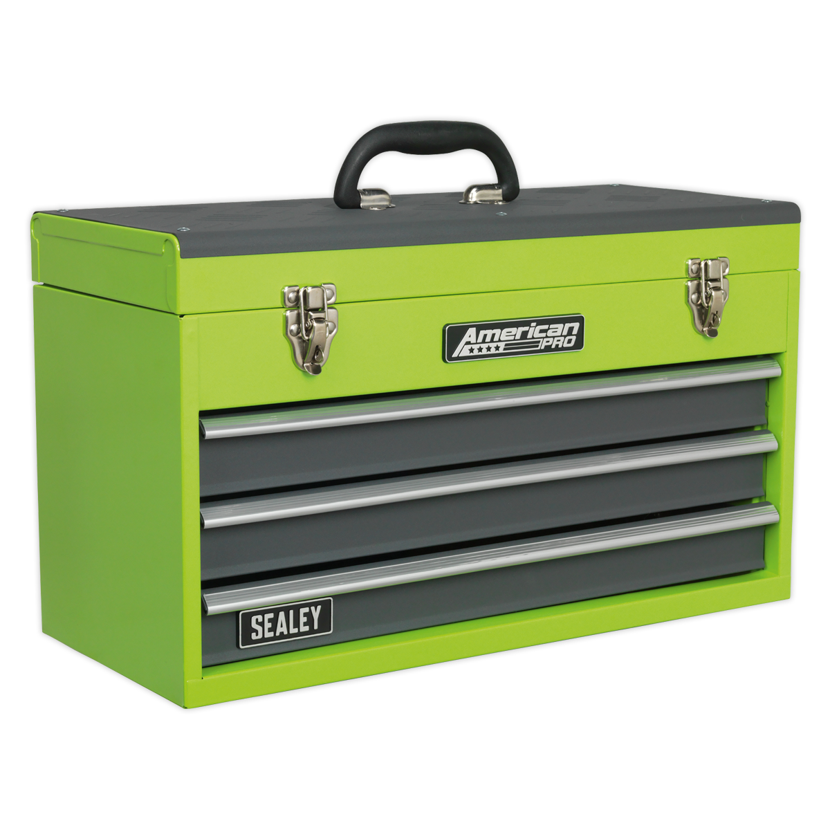 Sealey AP9243BBHV Tool Chest 3 Drawer Portable with Ball-Bearing Slides - Green/Grey