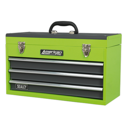 Sealey AP9243BBHV Tool Chest 3 Drawer Portable with Ball-Bearing Slides - Green/Grey