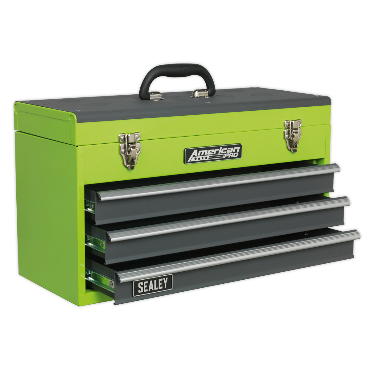 Sealey AP9243BBHV Tool Chest 3 Drawer Portable with Ball-Bearing Slides - Green/Grey