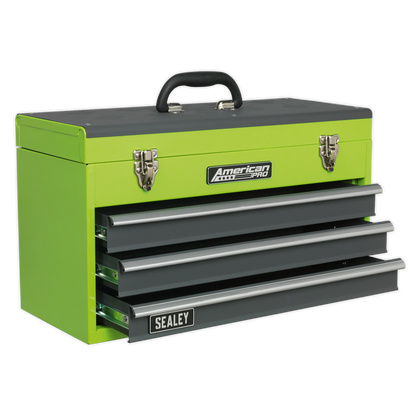 Sealey AP9243BBHV Tool Chest 3 Drawer Portable with Ball-Bearing Slides - Green/Grey