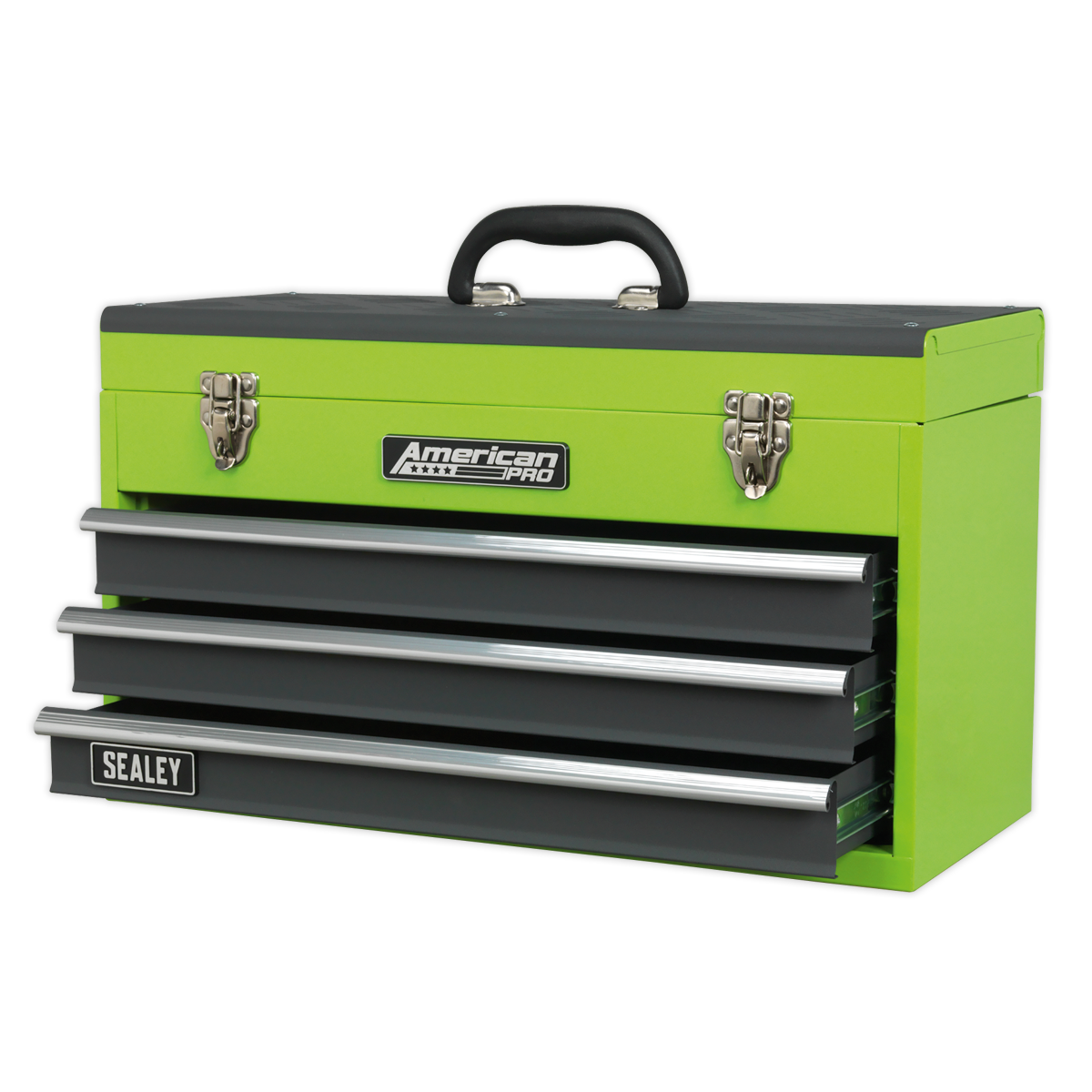 Sealey AP9243BBHV Tool Chest 3 Drawer Portable with Ball-Bearing Slides - Green/Grey