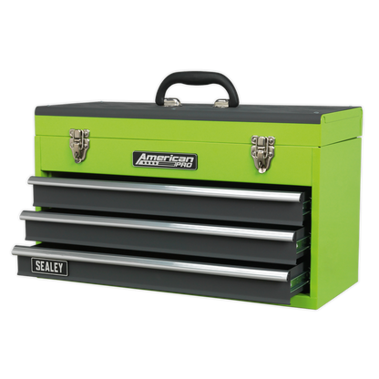 Sealey AP9243BBHV Tool Chest 3 Drawer Portable with Ball-Bearing Slides - Green/Grey