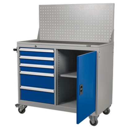 Sealey API1103A Industrial Mobile Workstation 5 Drawer & 1 Shelf Locker