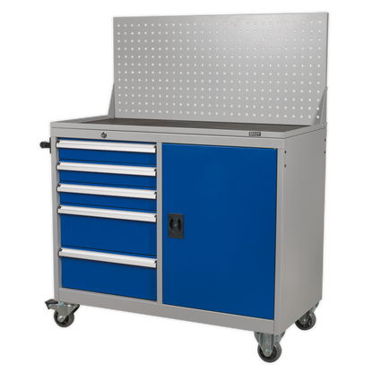 Sealey API1103A Industrial Mobile Workstation 5 Drawer & 1 Shelf Locker