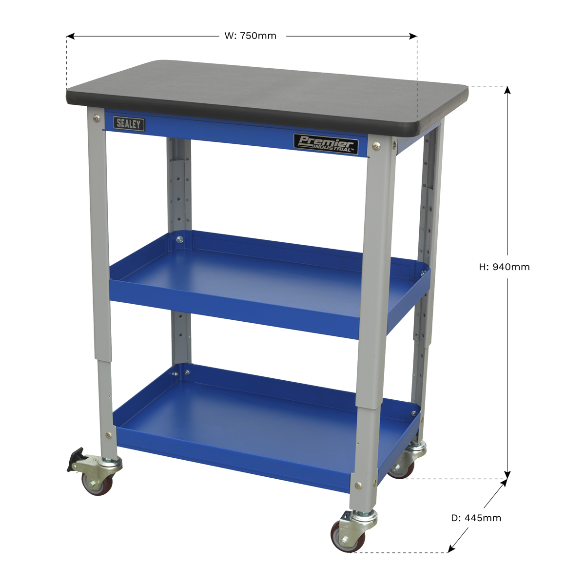 Sealey API2103 Industrial 3-Level Workshop Trolley