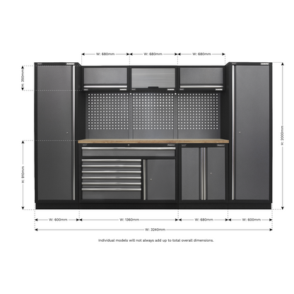 Sealey APMSSTACK13W Superline PRO® 3.24m Storage System - Pressed Wood Worktop