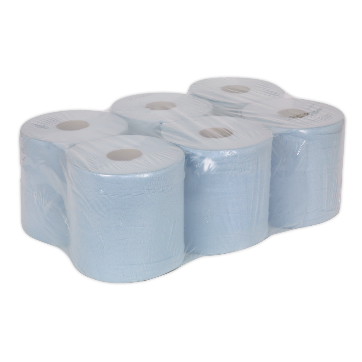 Sealey BLU150 Paper Roll Blue 2-Ply Embossed 150m Pack of 6