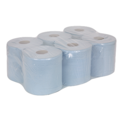 Sealey BLU150 Paper Roll Blue 2-Ply Embossed 150m Pack of 6