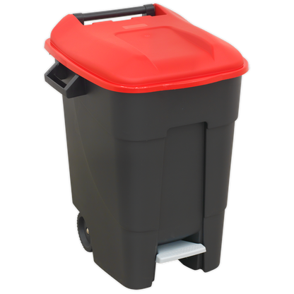 Sealey BM100PR Refuse/Wheelie Bin with Foot Pedal 100L - Red