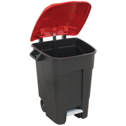 Sealey BM100PR Refuse/Wheelie Bin with Foot Pedal 100L - Red