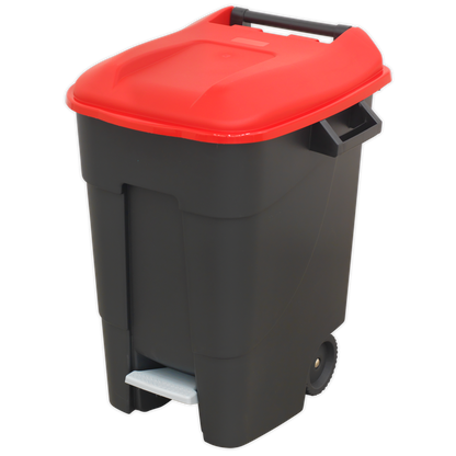 Sealey BM100PR Refuse/Wheelie Bin with Foot Pedal 100L - Red